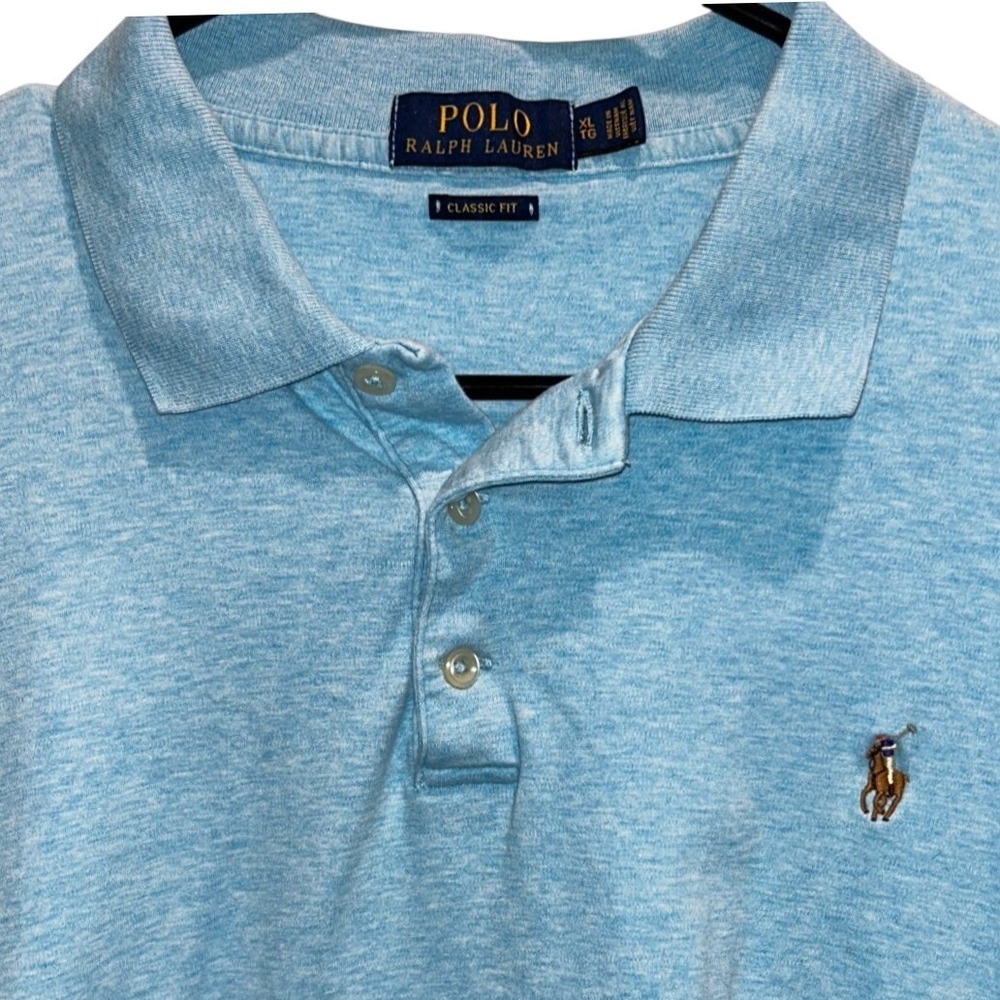 Polo‎ Ralph Lauren Polo Shirt XL Mens Light Blue Classic Fit Short Sleeve Pony